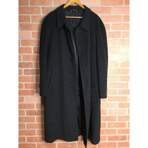 Fabio Inghirami Mens Cashmere Long Trench Coat Overcoat Single Breasted Black Si